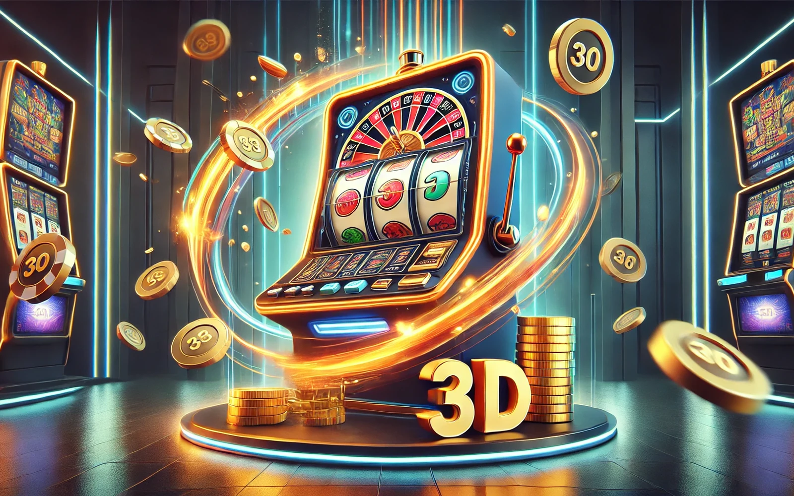 Reel slot bertema visual dengan panel bonus permainan